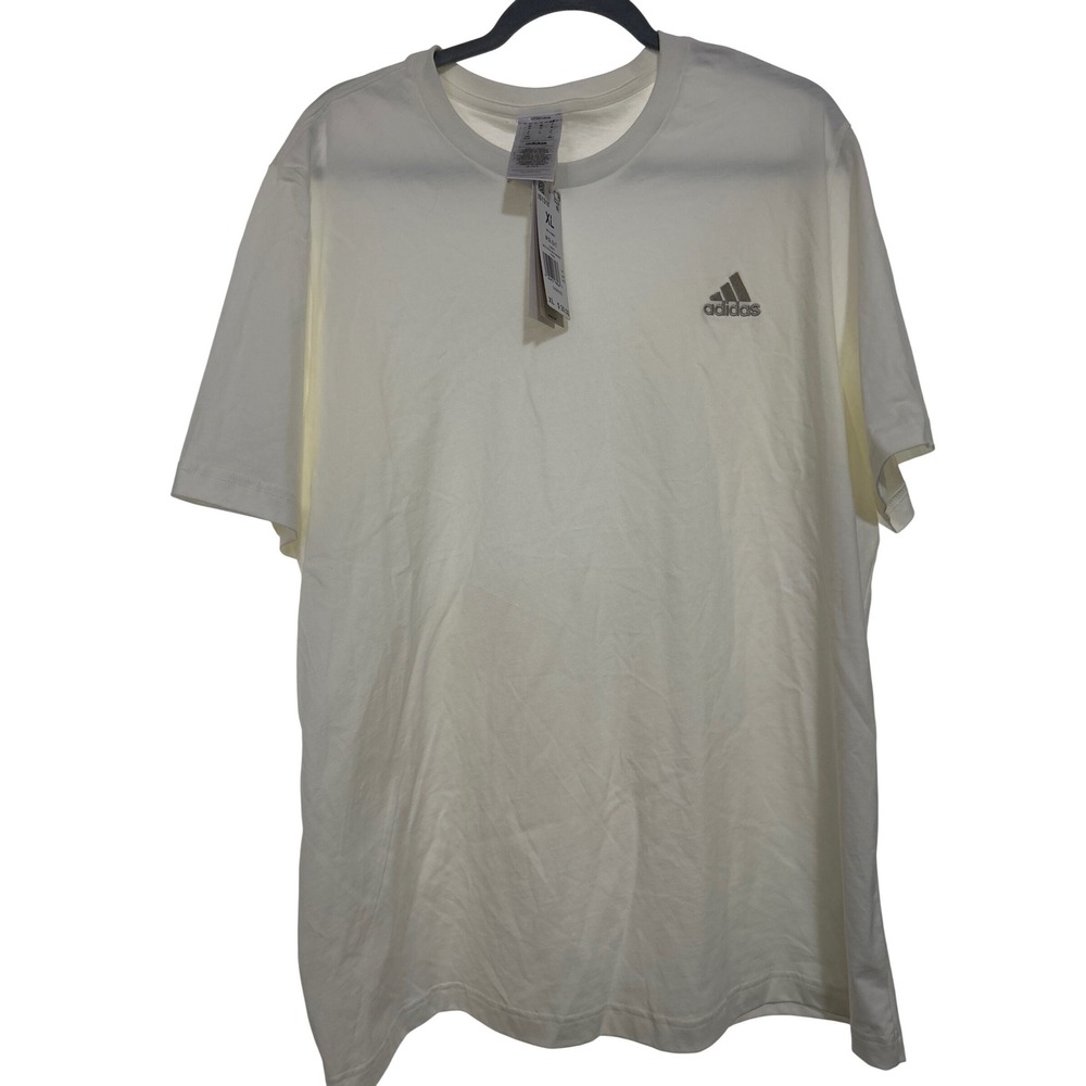 Adidas Mens M SL SJ‎ T Off White Short Sleeve Cotton T-Shirt XL IS1318 NEW